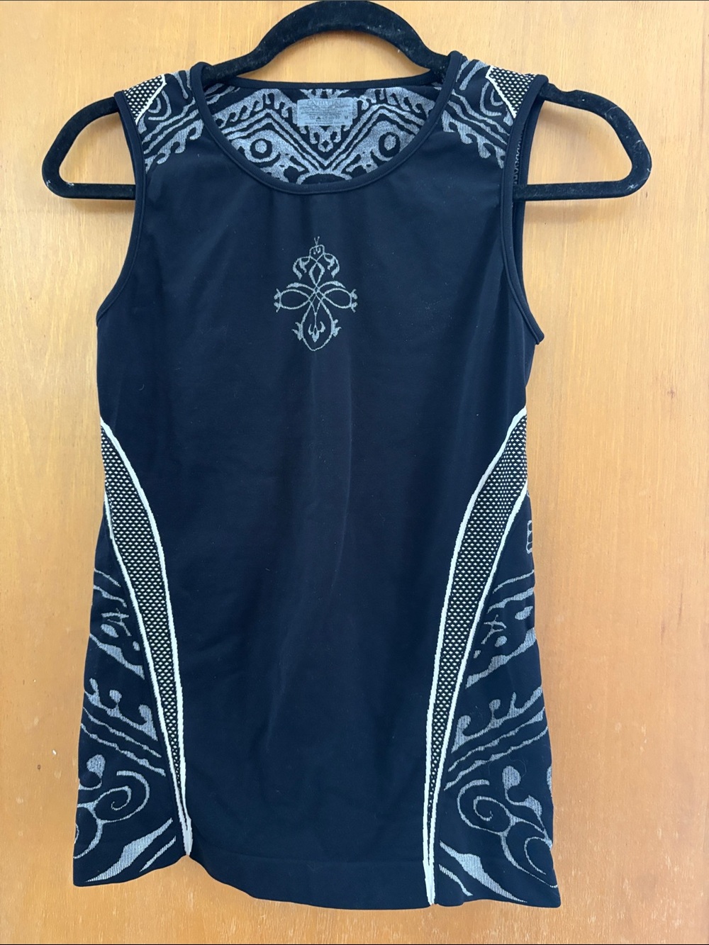 Athleta Black Tank Top with Gray Decorative Accents